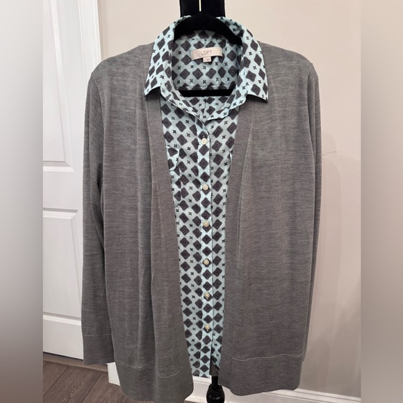 LOFT Heather Gray Open Cardigan - Picture 5 of 5